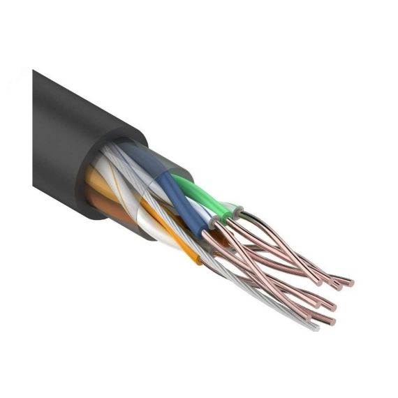 Кабель UTP 4PR 24AWG CU (медь) CAT5e PE черный OUTDOOR бухта 50 м, REXANT REXANT 01-0045-50