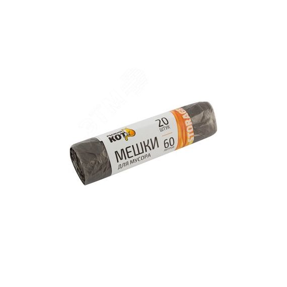 Мешки д/мусора ''РЫЖИЙ КОТ'' 60л (20шт./рул.), ПНД, черные СКРАП 310105