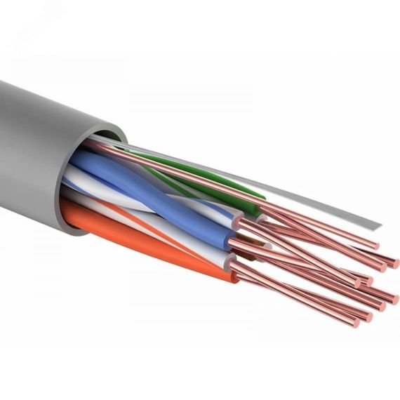Кабель UTP PROconnect 4PR 24AWG CU (медь) CAT5E 100 МГц PVCсерый бухта 100 REXANT 01-0052-100