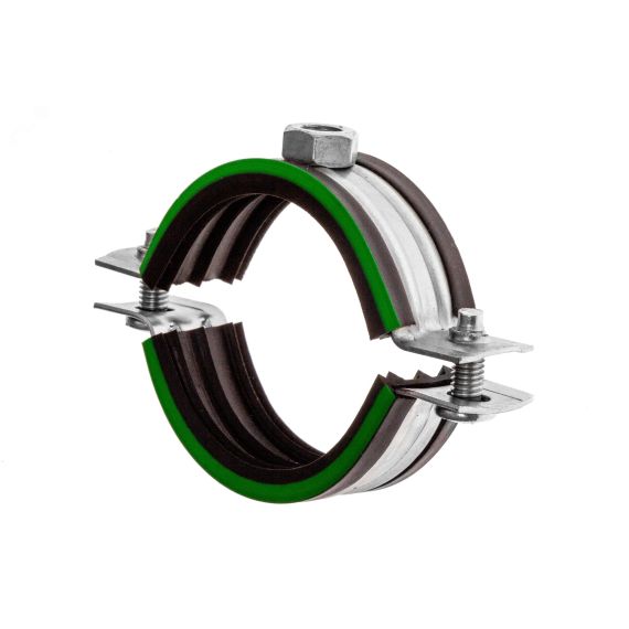 Хомут сантехнический Mayer д/труб Ф70(67-71мм) гайка М8 и уплотн. с зел.полосой МАЙЕР 10 0070 1