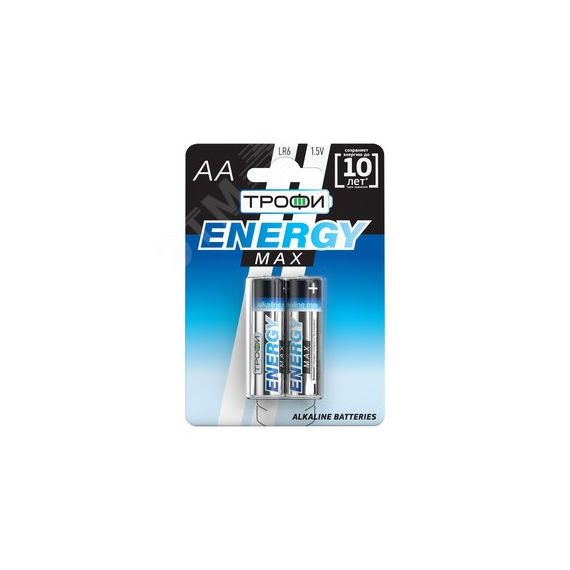 Батарейка Трофи LR6-2BL ENERGY MAX Alkaline (40/320/15360) ЭРА Б0018947