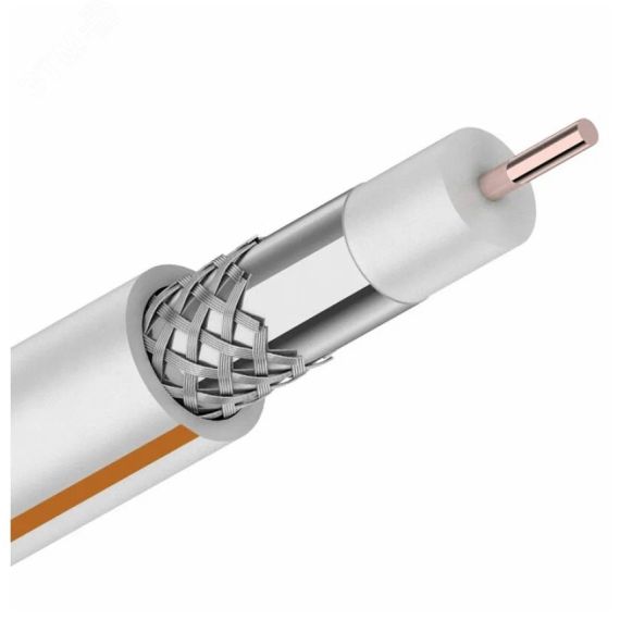 Кабель коаксиальный SAT 50 M, Cu/Al/Cu, 75%, 75 Ом, бухта 100 м, белый, REXANT REXANT 01-2401