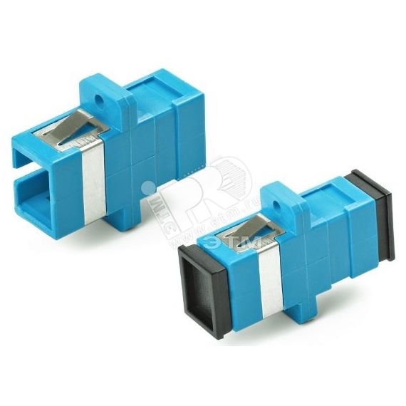 Адаптер проходной оптический SC/UPC-SC/UPC SM simplex корпус пластиковый синий/черные колпачки Hyperline 243946