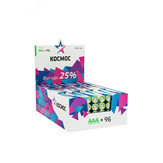 Батарейка LR03 AAA, Alkaline 1.5В, 96 шт/уп. КОСМОС KOCLR03_96BOX