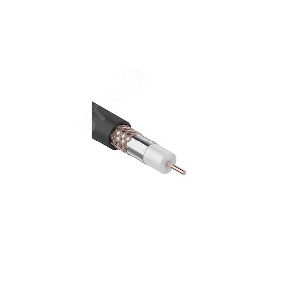 Кабель коаксиальный RG-6U, 75 Ом, CCS/Al/Al, 64%, бухта 100 м, черный OUTDOOR, REXANT REXANT 01-2202