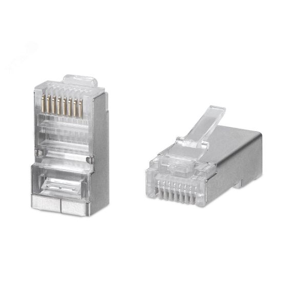 Коннектор RJ-45 под витую пару. категория 5e. экранированный. универсальный (для одножильного и многожильного кабеля) для проводников с толщиной по из Cabeus 8P8C-SH