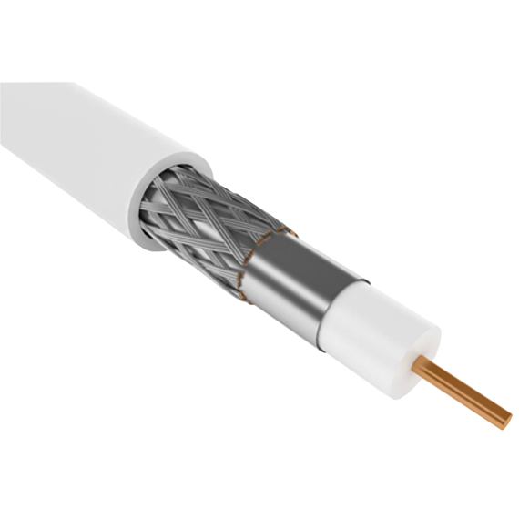 Кабель коаксиальный RG59 CCS 75Ом FPE PVC белый (100м) GENERICA