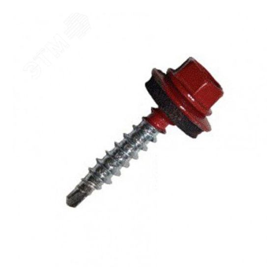 Саморез кровельный 4.8х29 RAL3011 сверло №1 шайба d=14мм с EPDM прокладкой Руфкомплект 313805