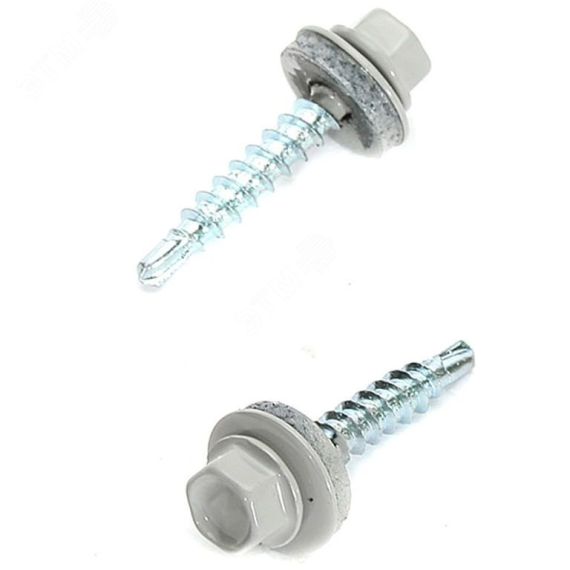 Саморез кровельный 5.5х19 по металлу RAL7004 сверло №3 шайба d=14мм с EPDM прокладкой Руфкомплект 327372