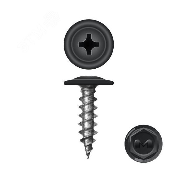 Саморез металл/металл 4.2х16 пресс-шайба острый RAL9005 Руфкомплект 309881