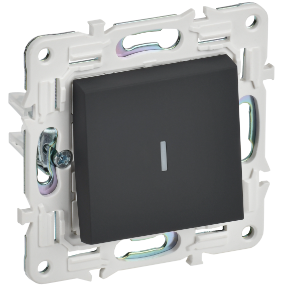 SKANDY Выключатель 1-клавишный проходной с индикацией 10А SK-V08G графит IEK