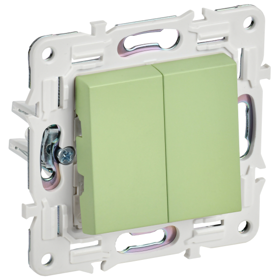 SKANDY Выключатель 2-клавишный проходной 10А SK-V05G мятный IEK