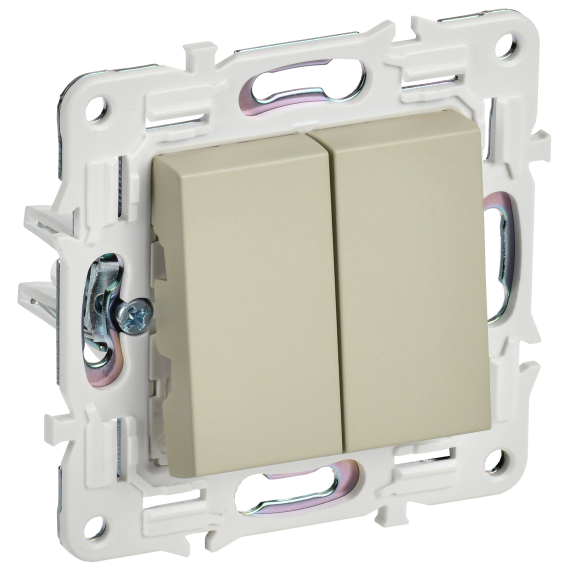 SKANDY Выключатель 2-клавишный 10А SK-V04B бежевый IEK