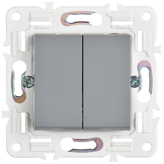 SKANDY Выключатель 2-клавишный проходной 10А SK-V05Gr серый IEK