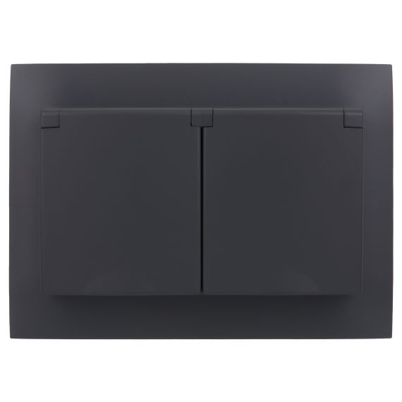 SKANDY Розетка 2-местная и крышкой 16А в сборе IP44 SK-R12T титан IEK