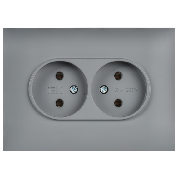 SKANDY Розетка 2-местная без заземления без защитных шторок 10А в сборе SK-R10Gr серый IEK