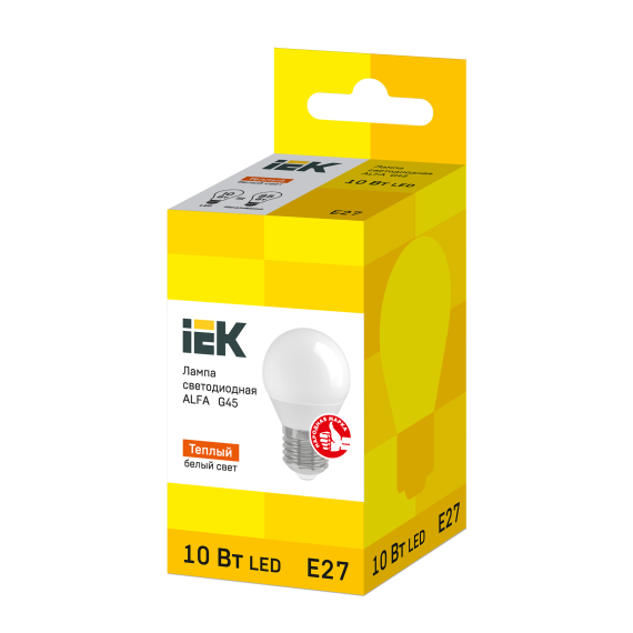 Лампа светодиодная ALFA G45 шар 10Вт 230В 3000К E27 IEK