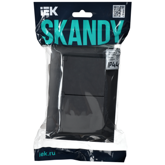 SKANDY Розетка 2-местная и крышкой 16А в сборе IP44 SK-R12G графит IEK