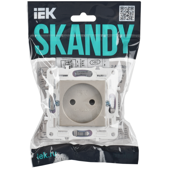SKANDY Розетка без заземления с защитными шторками 10А SK-R01Sh шампань IEK