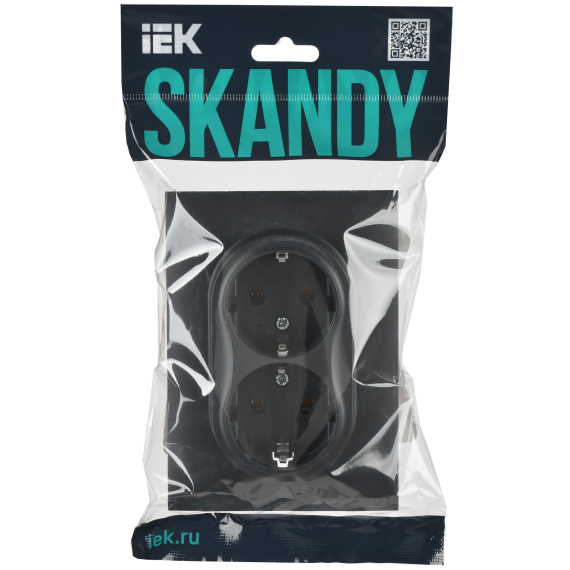 SKANDY Розетка 2-местная с заземлением без защитных шторок 16А в сборе SK-R08T титан IEK