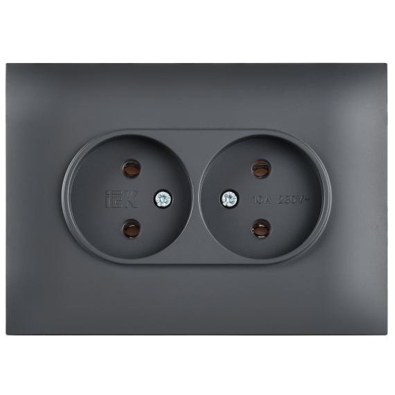 SKANDY Розетка 2-местная без заземления без защитных шторок 10А в сборе SK-R10T титан IEK