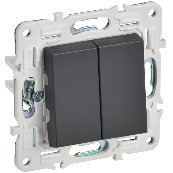 SKANDY Выключатель 2-клавишный 10А SK-V04T титан IEK