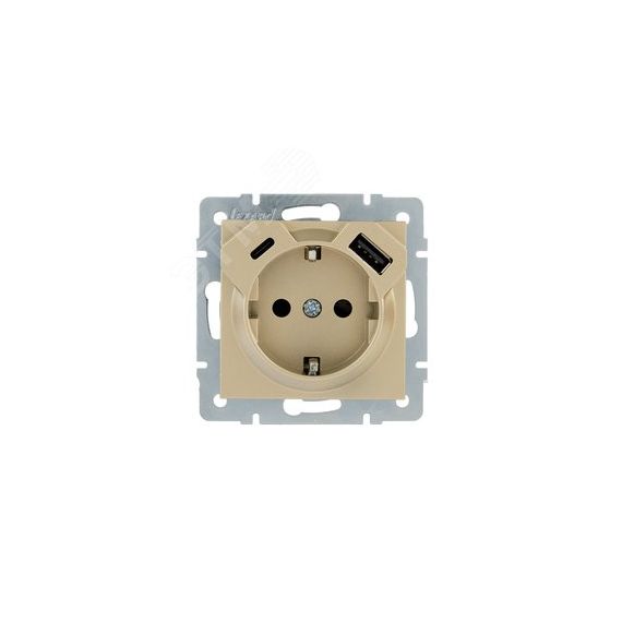 VESNA  Розетка с/з TC+USB разъём золото Lezard 742-3688-181TC