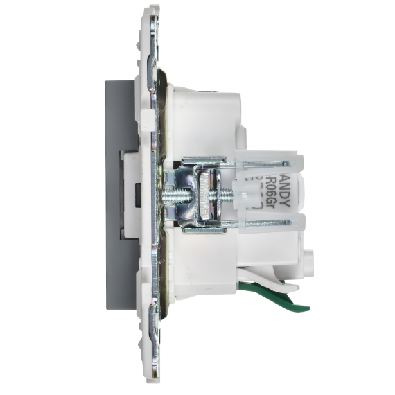 SKANDY Розетка с заземлением с защитными шторками 16А безвинтовое крепление SK-R06Gr серый IEK