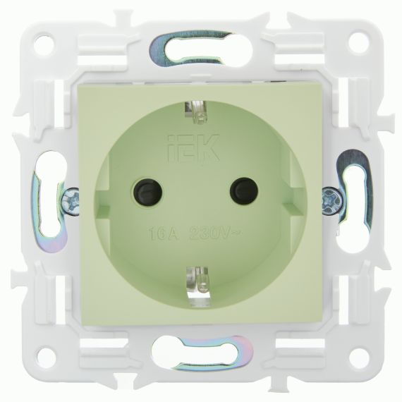 SKANDY Розетка с заземлением с защитными шторками 16А безвинтовое крепление SK-R06G мятный IEK