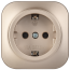 GLORY Розетка 1-местная для открытой установки с заземлением без защитных шторок 16А РС20-3-ХШм шампань матовый IEK