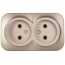 GLORY Розетка 2-местная для открытой установки без заземления без защитных шторок 10А РС22-2-ХШм шампань матовый IEK