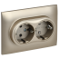 SKANDY Розетка 2-местная с заземлением без защитных шторок 16А в сборе SK-R08Sh шампань IEK