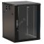 Шкаф настенный 19-дюймовый 15U 775x600х600мм стеклянная дверь с перфорацией по бокам ручка с замком с возможностью установки на ножки черный (RAL 9004 Hyperline TWB-FC-1566-GP-RAL9004