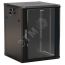 Шкаф настенный 19-дюймовый 12U 650x600х450мм стеклянная дверь с перфорацией по бокам ручка с замком с возможностью установки на ножки черный (RAL 9004 Hyperline TWB-FC-1245-GP-RAL9004