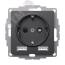 ATLASDESIGN РОЗЕТКА 16А с 2 USB A+A, 5В/2,4А, 2х5В/1,2А, механизм, БАЗАЛЬТ SE (Systeme) ATN001430