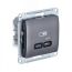 GLOSSA USB РОЗЕТКА тип-C 65W высокоскор.заряд. QC, PD, механизм, ГРАФИТ SE (Systeme) GSL001327