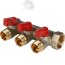 Коллектор с шаровыми кранами 3/4', 3 отвода 1/2' (красные ручки) STOUT SMB 6210 341203