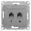 GLOSSA Розетка телефон/компьютер RJ11+RJ45 категория 5е в рамку алюминий SE (Systeme) GSL000385