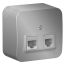 Розетка BLANCA наружная двойная компьютерная RJ45+телефонная RJ11, кат.5e, с изолирующей пластиной, алюминий SE (Systeme) BLNIA045113
