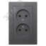 ATLASDESIGN РОЗЕТКА двойная без заземления со шторками,16А, в сборе, БАЗАЛЬТ SE (Systeme) ATN001422