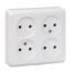 ЭТЮД Розетка четырехместная наружная без заземления без шторок 16А 250B белая SE (Systeme) PA16-205B