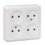 ЭТЮД Розетка четырехместная наружная без заземления без шторок 16А 250B белая SE (Systeme) PA16-205B