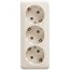 ЭТЮД Розетка тройная наружная с заземлением без шторок 16А 250B кремовый SE (Systeme) PA16-011K