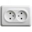 ЭТЮД Розетка угловая двойная наружная без заземления без шторок 16А 250B белый SE (Systeme) PA16-105B