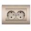 Розетка двухместная серия Афина с/з, с/у, 16А, 220В, шампань (еврослот) Универсал A0128-Br