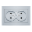 Розетка Бриллиант двойная без заземления с защитной шторкой серебро Универсал 7949773