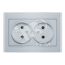 Розетка Бриллиант двойная без заземления с защитной шторкой серебро Универсал 7949773