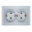 Розетка Бриллиант двойная с заземлением серебро Универсал 7949780