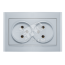 Розетка Бриллиант двойная без заземления серебро Универсал 7949766