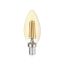 Лампа сетодиодная декоративная LED 6w E14 3000K свеча золотая филамент 230/50 JazzWay 5020634